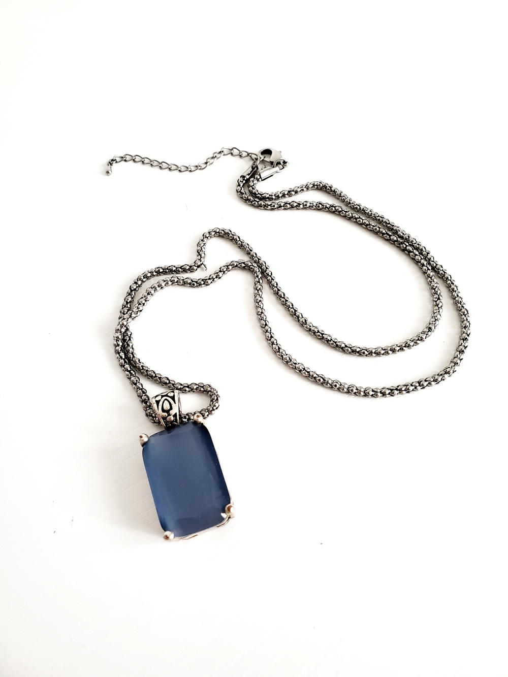 Silver Blue Pendant Necklace